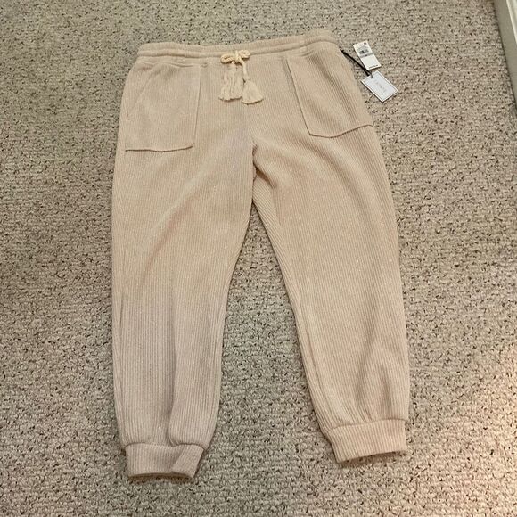1. State Pants - 1.STATE Plus Tassel Tie Pocketed Jogger Pants Off White Cream Size 1X NWT